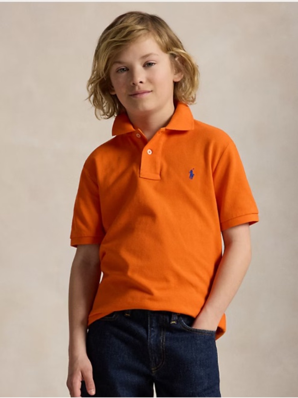 Polo Ralph Lauren The Iconic Mesh Polo Shirt boys 14-16 orange preppy